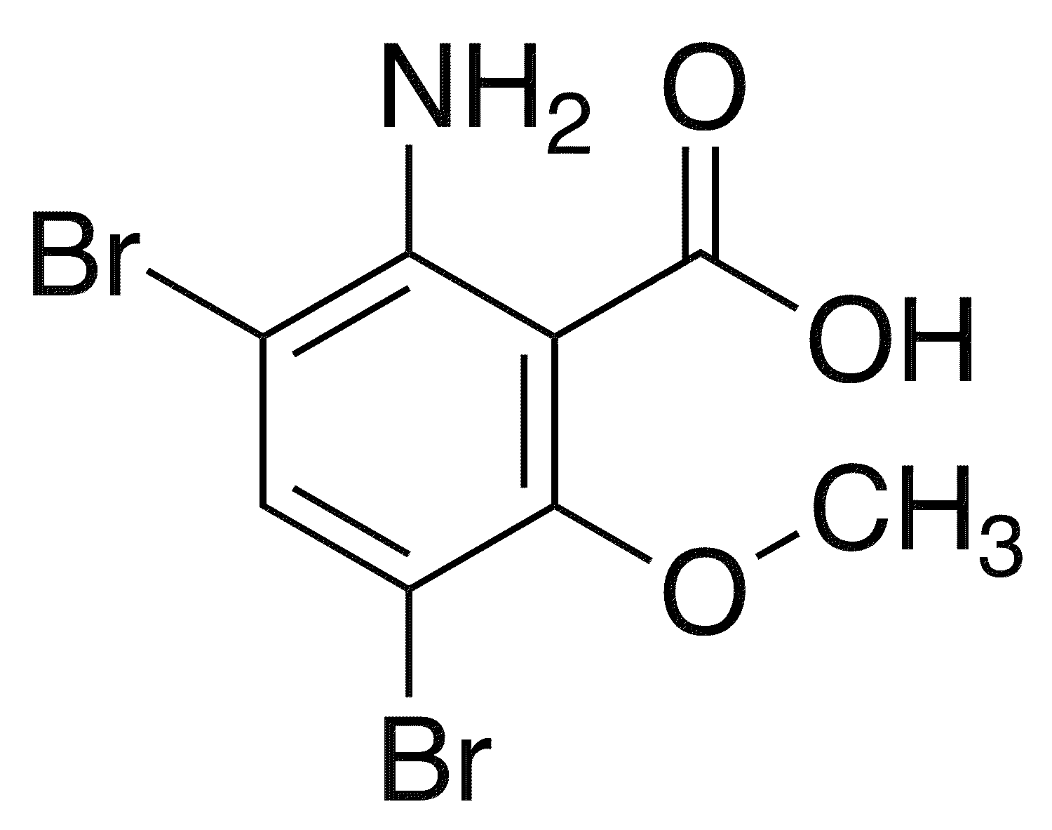 2-Amino-3,5-dibromo-6-methoxybenzoic acid - Chemical structure and product image