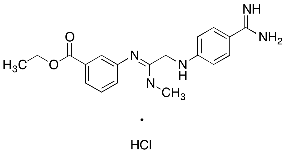 2-[[[4-(Aminoiminomethyl)phenyl]amino]methyl]-1-methyl-1H-benzimidazole-5-carboxylic Acid Ethyl Ester Hydrochloride - Chemical structure and product image