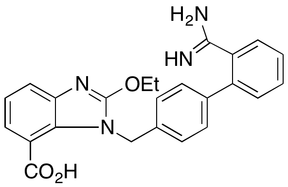 1-[[2â€™-(Aminoiminomethyl)[1,1â€™-biphenyl]-4-yl]methyl]-2-ethoxy-1H-benzimidazole-7-carboxylic Acid - Chemical structure and product image