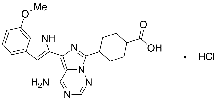 4-(4-Amino-5-(7-methoxy-1H-indol-2-yl)imidazo[5,1-f] [1,2,4]Triazin-7-yl)cyclohexanecarboxylic Acid - Chemical structure and product image