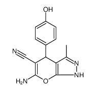 6-Amino-4-(4-hydroxyphenyl)-3-methyl-1,4-dihydropyrano[2,3-c]pyrazole-5-carbonitrile - Chemical structure and product image