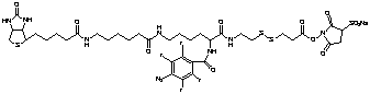 2-[N2-(4-Azido-2,3,5,6-tetrafluorobenzoyl)-N6-(6 -biotinamidocaproyl)-L-lysinyl]ethyl 2â€™- (N-sulfosuccinimidylcarboxy)ethyl Disulfide, Sodium Salt - Chemical structure and product image