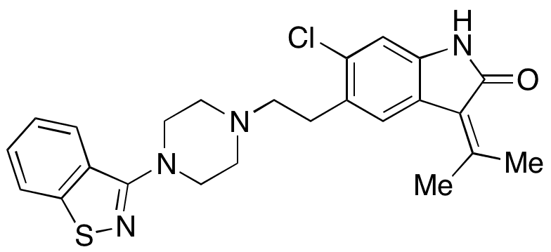 	5-[2-[4-(1,2-Benzisothiazol-3-yl)-1-piperazinyl]ethyl]-6-chloro-1,3-dihydro-3-(1-methylethylidene)-2H-indol-2-one - Chemical structure and product image