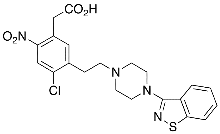 	5-[2-[4-(1,2-Benzisothiazol-3-yl)-1-piperazinyl]ethyl]-4-chloro-2-nitro-benzeneacetic Acid - Chemical structure and product image