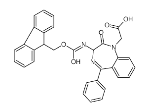 	1H-1,4-Benzodiazepine-1-acetic acid, 3-[[(9h-fluoren-9-ylmethoxy)carbonyl]amino]-2,3-dihydro-2-oxo-5-phenyl- - Chemical structure and product image