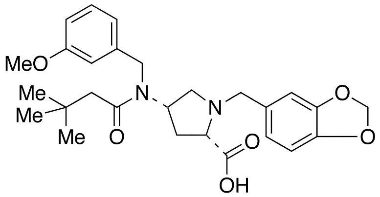 	(4S)-1-(1,3-Benzodioxol-5-ylmethyl)-4-[(3,3-dimethyl-1-oxobutyl)[(3-methoxyphenyl)methyl]amino]-L-proline - Chemical structure and product image
