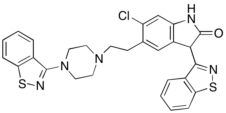 (3-(Benzo[d]isothiazol-3-yl)-5-(2-(4-(benzo[d]isothiazol-3-yl)piperazin-1-yl)ethyl)-6-chloroindolin-2-one) - Chemical structure and product image