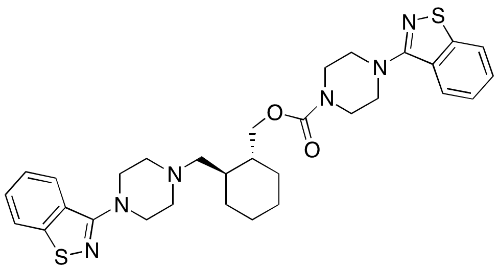 (1R 2R)-2-[(4-Benzoisothiazol-3-yl)piperazin-1-yl-methylcyclohexyl)]methyl  4-benzoisothiazol-3-yl)piperazine-1-carboxylate - Chemical structure and product image