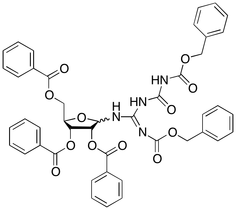 N2 N4-Bis-Cbz-N-[imino-(1-ribofuranosylamino)methyl]urea 2 3 5-Tribenzoate - Chemical structure and product image