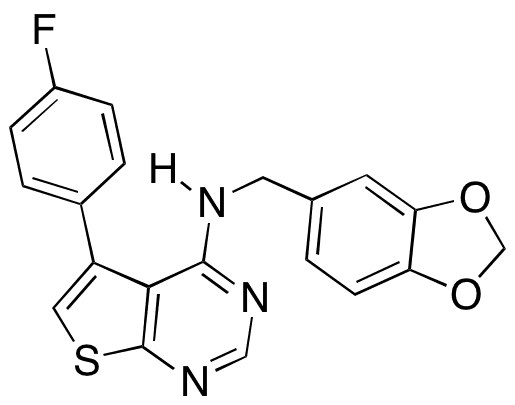 N-(1,3-Benzodioxol-5-ylmethyl)-5-(4-fluorophenyl)thieno[2,3-d]pyrimidin-4-amine - Chemical structure and product image