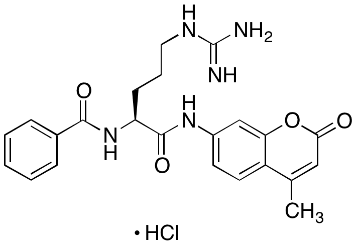 N alpha-Benzoyl-L-arginine-7-amido-4-methylcoumarin Hydrochloride - Chemical structure and product image
