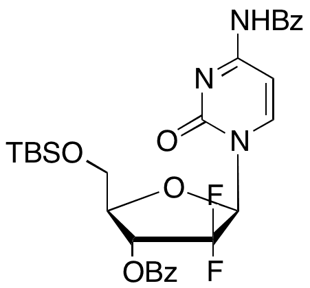 N-â€‹Benzoyl-â€‹2-â€‹deoxy-â€‹5-â€‹O-â€‹[(1 1-â€‹dimethylethyl)â€‹dimethylsilyl]â€‹-â€‹2 â€‹2 -â€‹difluorocytidine 3-Benzoate - Chemical structure and product image