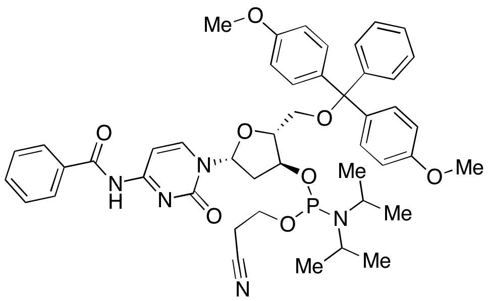 N4-Benzoyl-2-deoxy-5-O-DMT-cytidine 3-CE Phosphoramidite - Chemical structure and product image