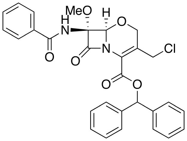 (6R 7R)-7-(Benzoylamino)-3-(chloromethyl)-7-methoxy-8-oxo-5-oxa-1-azabicyclo[4.2.0]oct-2-ene-2-carboxylic Acid Diphenylmethyl Ester - Chemical structure and product image