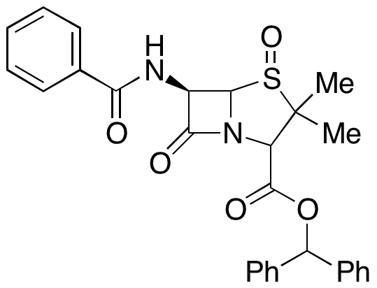 6-Benzamido-3 3-dimethyl-7-oxo-4-thia-1-azabicyclo[3.2.0]heptane-2-carboxylic Acid Benzhydryl Ester 4-Oxide - Chemical structure and product image