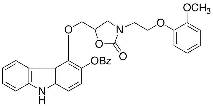 5-[(3-Benzoyloxy-9H-carbazol-4-yloxy)methyl]-3-[2-(2-methoxyphenoxy)ethyl]-2-oxazolidinone - Chemical structure and product image