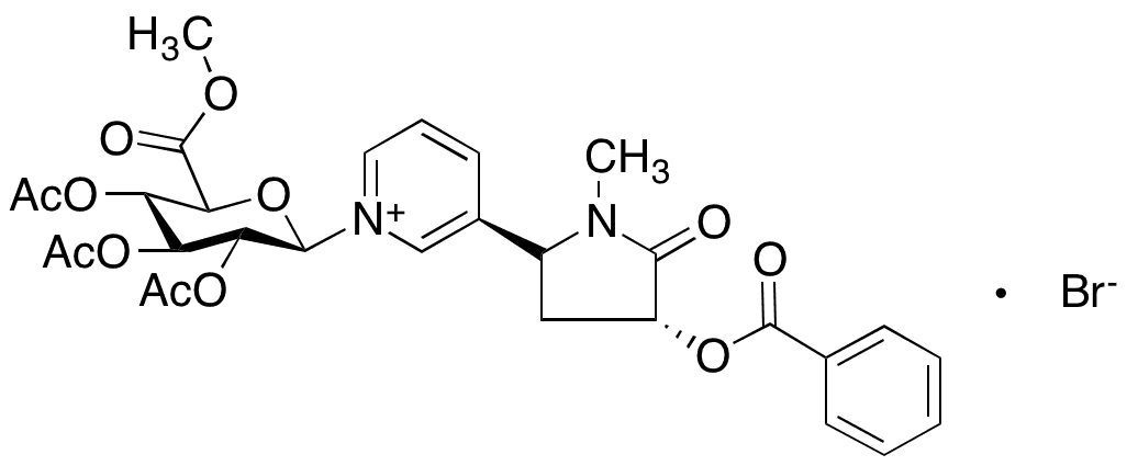 trans-3-Benzoyloxy Cotinine 2 3 4-Tri-O-acetyl-N-beta -D-glucuronide Methyl Ester Bromide - Chemical structure and product image