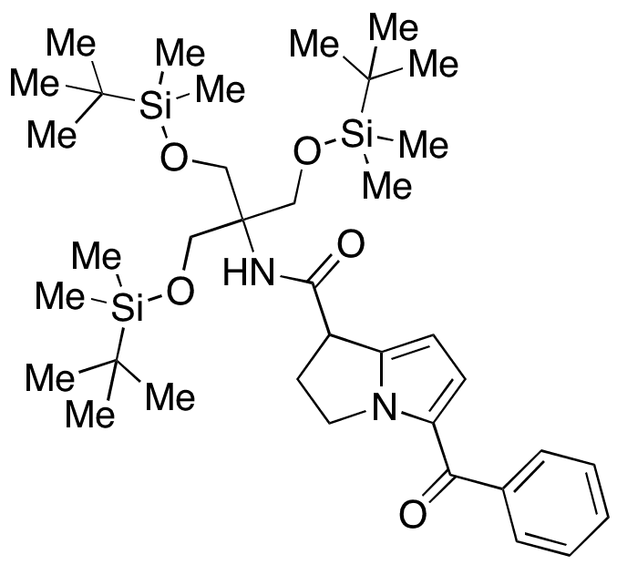 5-Benzoyl-2 3-dihydro-N-[2-â€‹[[(1 1-â€‹dimethylethyl)â€‹dimethylsilyl]â€‹oxy]â€‹-â€‹1 â€‹1-â€‹bis[[[(1 1-â€‹dimethylethyl)â€‹dimethylsilyl]â€‹oxy]â€‹methyl]â€‹ethy]-1H-pyrrolizine-1-carboxamide - Chemical structure and product image