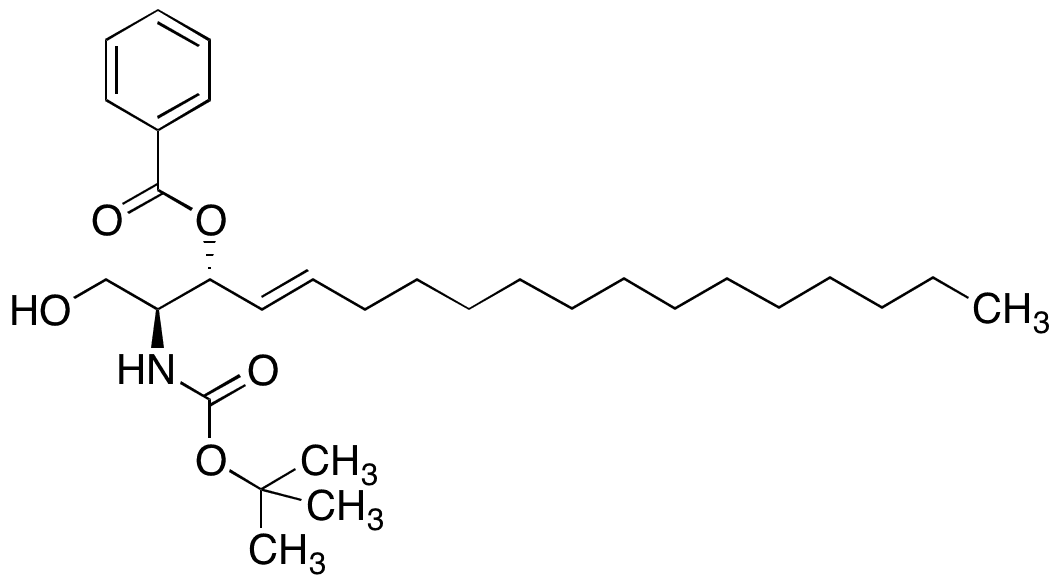 (2S 3R 4E)-3-Benzoyl-2-tert-butyloxycarbonylamino-4-octadecen-1 3-diol - Chemical structure and product image
