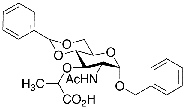 Benzyl 2-Acetamido-3-O-(1-carboxyethyl)4 6-O-benzylidene-2-deoxy-alpha-D-glucopyranoside (Mixture of Diastereomers) - Chemical structure and product image
