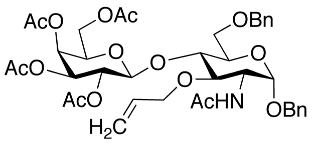 Benzyl 2-(Acetamido)-2-deoxy-6-O-benzyl-3-O-2-propen-1-yl-4-O-[2 3 4 6-tetra-O-acetyl-beta-D-galactopyranosyl]-alpha-D-glucopyranoside - Chemical structure and product image