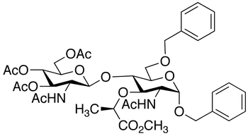 Benzyl 4-O-(2-Acetamido-2-deoxy-3 4 6-Tri-O-acetyl- beta-D-glucopyranosl)-N-acetyl-alpha-D-muramic Acid Methyl Ester - Chemical structure and product image