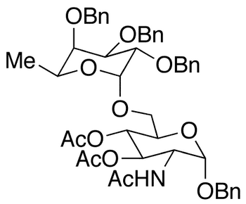 Benzyl 2-Acetamido-3 4-di-O-acetyl-2-deoxy-6-O-(tri-O-benzyl-L-fucopyranosyl)-alpha-D-glucopyranoside (4:1 alpha/beta mixture) - Chemical structure and product image
