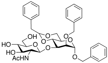 Benzyl 2-Benzyl-4 6-O-benzylidene-3-O-(2-acetamido-2-deoxy-D-glucopyranosyl)-D-mannopyranoside - Chemical structure and product image