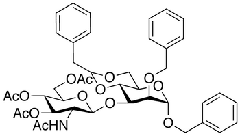 Benzyl 2-Benzyl-4 6-O-benzylidene-3-O-(2-acetamido-2-deoxy-3 4 6-tri-O-acetyl-D-glucopyranosyl)-D-mannopyranoside - Chemical structure and product image
