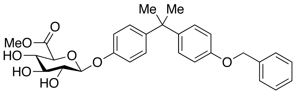 4-O-Benzyl Bisphenol A beta-D-Glucuronic Acid Methyl Ester - Chemical structure and product image