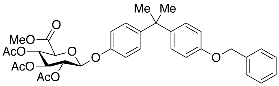 4-O-Benzyl Bisphenol A Tri-O-acetyl-beta-D-glucuronic Acid Methyl Ester - Chemical structure and product image