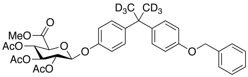 4-O-Benzyl Bisphenol A-d6 Tri-O-acetyl-beta-D-glucuronic Acid Methyl Ester - Chemical structure and product image