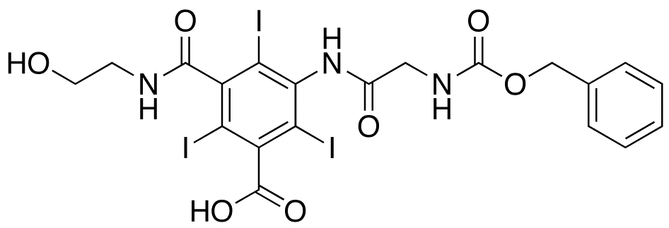 3-[(2-(Benzyloxycarbonyl)aminoacetyl)amino]-5-[[(2-hydroxyethyl)amino]carbonyl]-2,4,6-triiodo-benzoic Acid - Chemical structure and product image