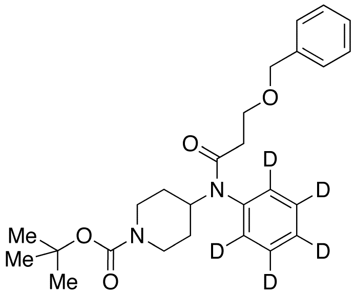 O-Benzyl-N-tert-butoxycarbonyl Ï‰-Hydroxy Norfentanyl-d5 - Chemical structure and product image