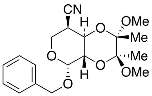 Benzyl 4-Cyano-4-deoxy-2,3-O-[(1S,2S)-1,2-dimethoxy-1,2-dimethyl-1,2-ethanediyl]-beta-D-arabinopyranoside - Chemical structure and product image