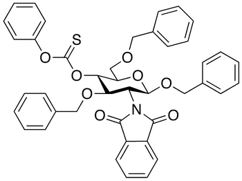 Benzyl 2-Deoxy-2-phthalimido-3,6-di-O-benzyl-4-O-[phenoxy(thiocarbonyl)]-beta-D-glucopyranoside - Chemical structure and product image