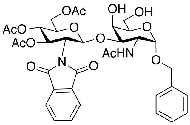Benzyl 2-(Acetylamino)-2-deoxy-3-O-[3,4,6-tri-O-acetyl-2-deoxy-2-phthalimido-beta-D-glucopyranosyl]-alpha-D-galactopyranoside - Chemical structure and product image