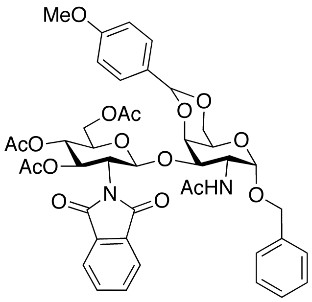 Benzyl 2-(Acetylamino)-2-deoxy-3-O-[3,4,6-tri-O-acetyl-2-deoxy-2-phthalimido-beta-D-glucopyranosyl]-4,6-O-(p-methoxy)-benzylidene-alpha-D-galactopyranoside - Chemical structure and product image