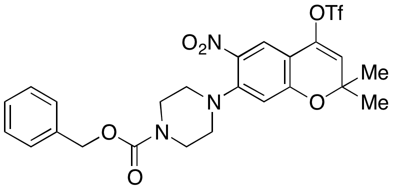 Benzyl 4-(2,2-Dimethyl-6-nitro-4-(((trifluoromethyl)sulfonyl)oxy)-2H-chromen-7-yl)piperazine-1-carboxylate - Chemical structure and product image