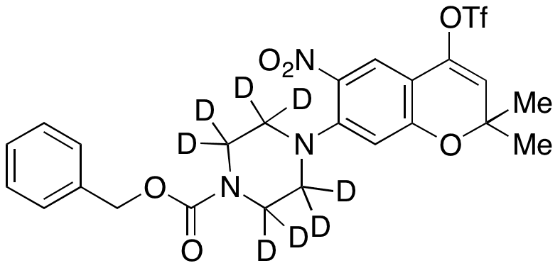 Benzyl 4-(2,2-Dimethyl-6-nitro-4-(((trifluoromethyl)sulfonyl)oxy)-2H-chromen-7-yl)piperazine-1-carboxylate-d8 - Chemical structure and product image