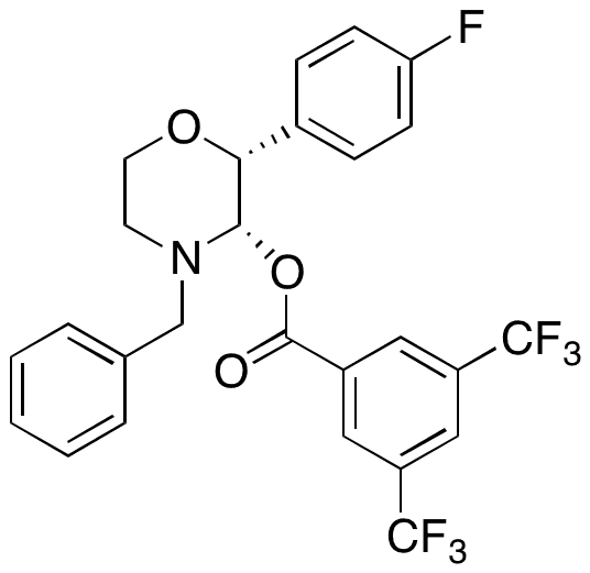 rel-(2R,3S)-4-Benzyl-2-(4-fluorophenyl)morpholin-3-yl 3,5-Bis(trifluoromethyl)benzoate - Chemical structure and product image
