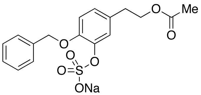 4-O-Benzyl-3-hydroxy Tyrosol Î±-Acetate-3-Sulfate Sodium Salt - Chemical structure and product image
