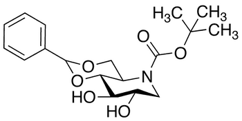4,6-O-Benzylidene-N-(tert-butoxycarbonyl)-1,5-imino-D-glucitol - Chemical structure and product image