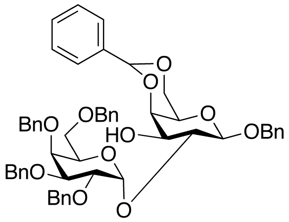 Benzyl 4,6-O-Benzylidene-2-O-(2,3,4,6-tetra-O-benzyl-alpha-D-galactopyranosyl)-D-galactopyranoside - Chemical structure and product image
