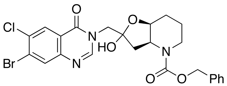 (3aS,7aS)-Benzyl 2-Hydroxy-2-[(7-bromo-6-chloro-4-oxo-3(4H)-quinazolinyl)methyl]hexahydrofuro[3,2-b]pyridine-4(2H)-carboxylate - Chemical structure and product image