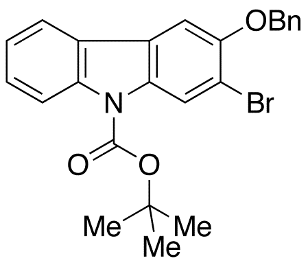 3-Benzyloxy-2-bromo-9H-carbazole N-Carboxylic Acid tert-Butyl Ester - Chemical structure and product image