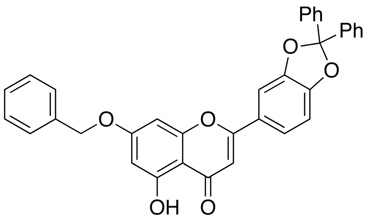 7-Benzyloxy-2-(2,2-diphenyl-1,3-benzodioxol-5-yl)-5-hydroxy-H-1-benzopyran-4-one - Chemical structure and product image