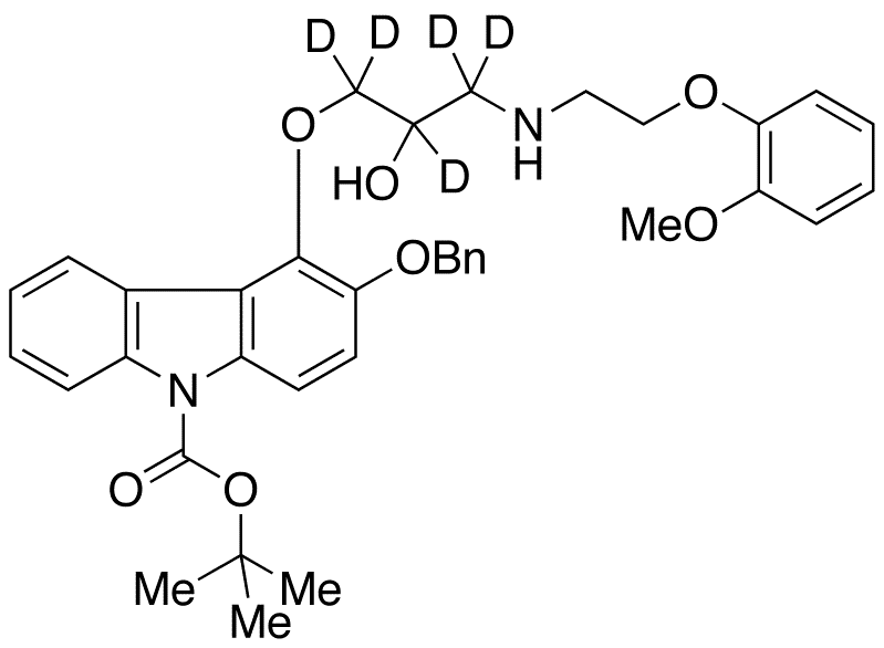 3-Benzyloxy Carvedilol-d5 N-Carboxylic Acid tert-Butyl Ester - Chemical structure and product image