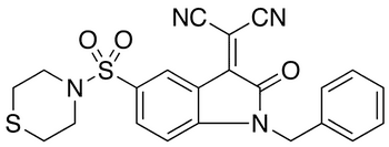 2-[(1-Benzyl-2-oxo-5-(thiomorpholinosulfonyl)indolin-3-ylidene]malononitrile - Chemical structure and product image