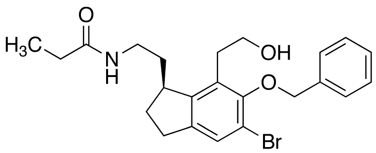 (S)-N-[6-Benzyloxy-5-bromo-7-(2-hydroxyethyl)-2,3-dihydro-1H-inden-1-ylidene)ethyl]propanamide - Chemical structure and product image